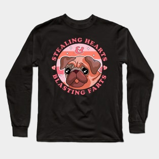 Stealing Hearts And Blasting Farts Dog Pug Valentine's Day Long Sleeve T-Shirt